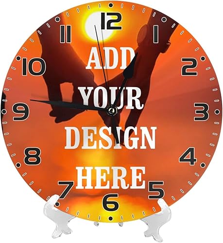 Miniatura 2 de Fovanxixi Reloj de pared personalizado para parejas, relojes de pared personalizados con logotipo de texto fotográfico, relojes redondos
