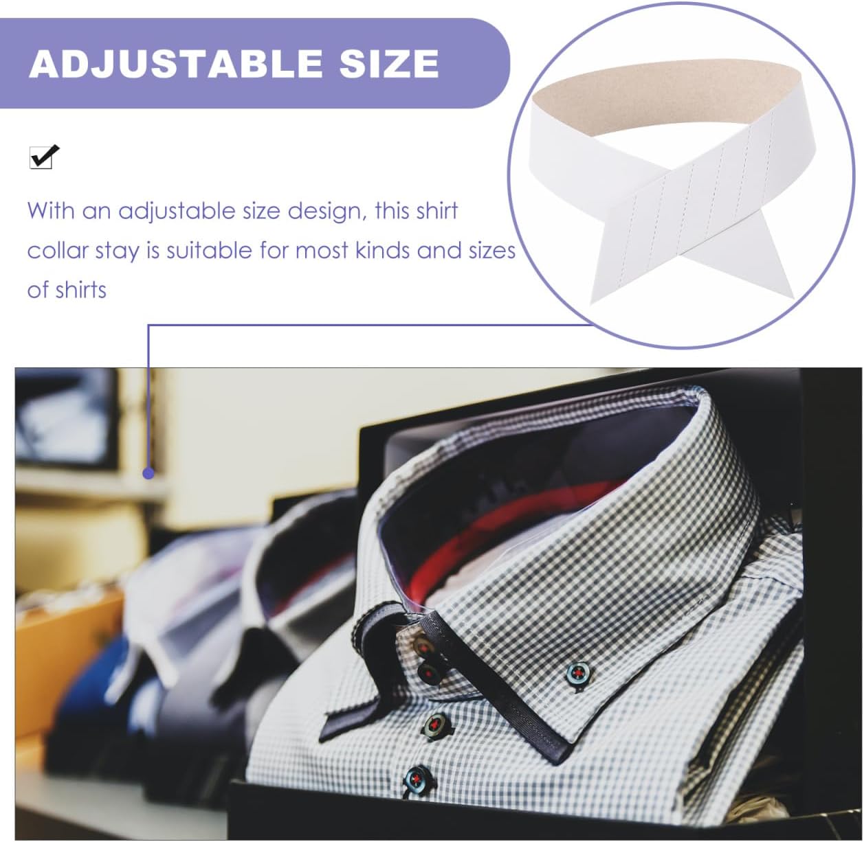 100Pcs Paper Shirt Collar Supports Adjustable Stays for Men Dress Shirts Collar Fixing Strips to Maintain Shape