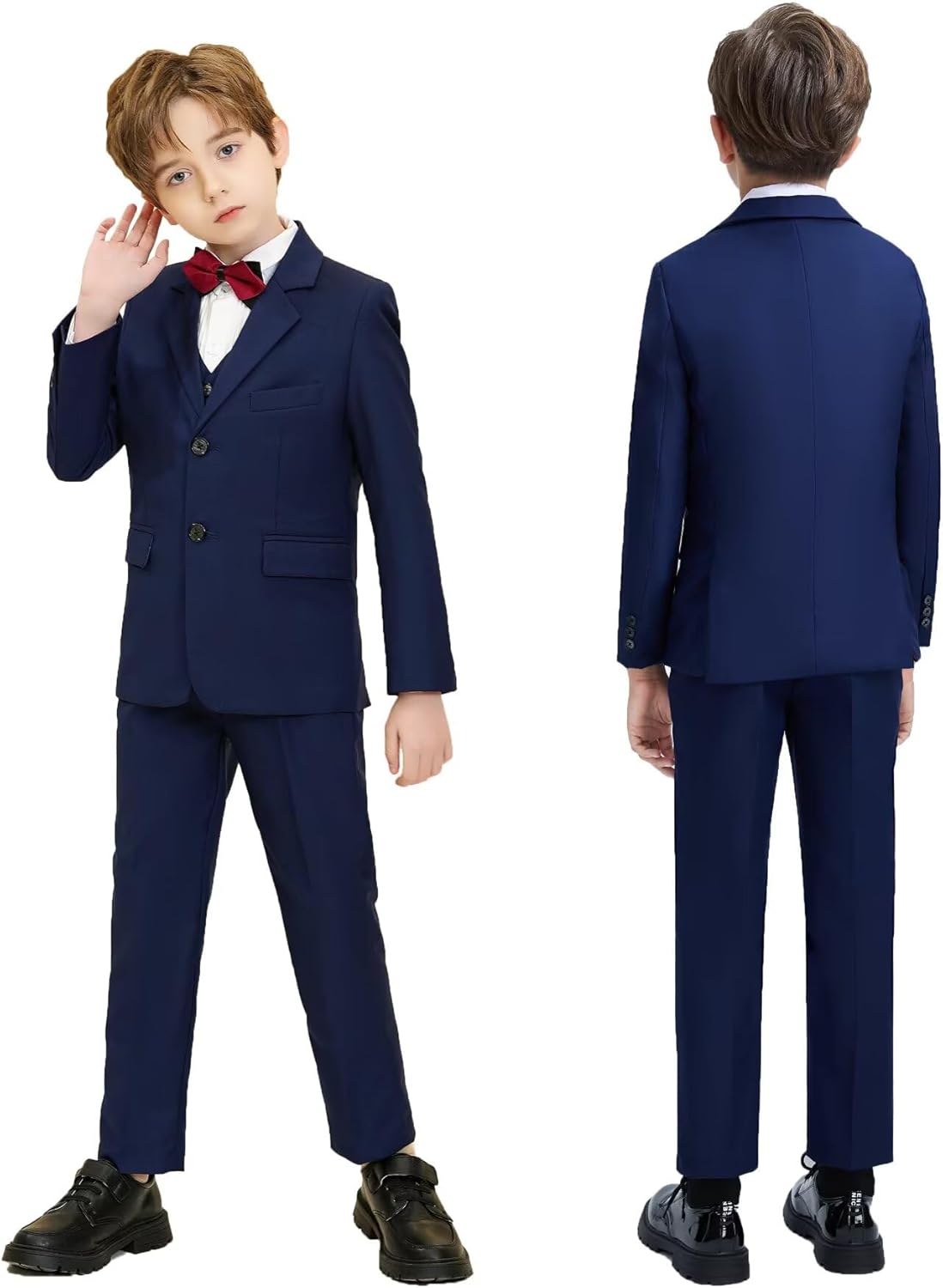 Boys Suit Set Slim Fit Kids Formal Suits Toddler Tuxedo Wedding Prom Classic Suits for Boy Teen Black Blue Dress Outfit - Image 5