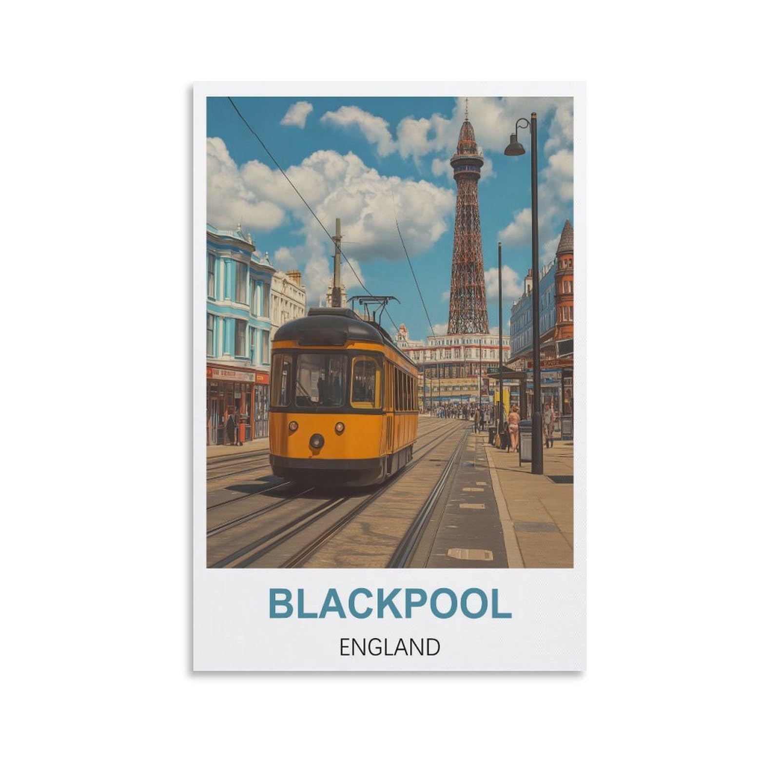 Nhgeqaa Unframe-Style Blackpool England Vintage Travel Posters 08X12inch(20X30cm) Canvas Wall Art Print Picture