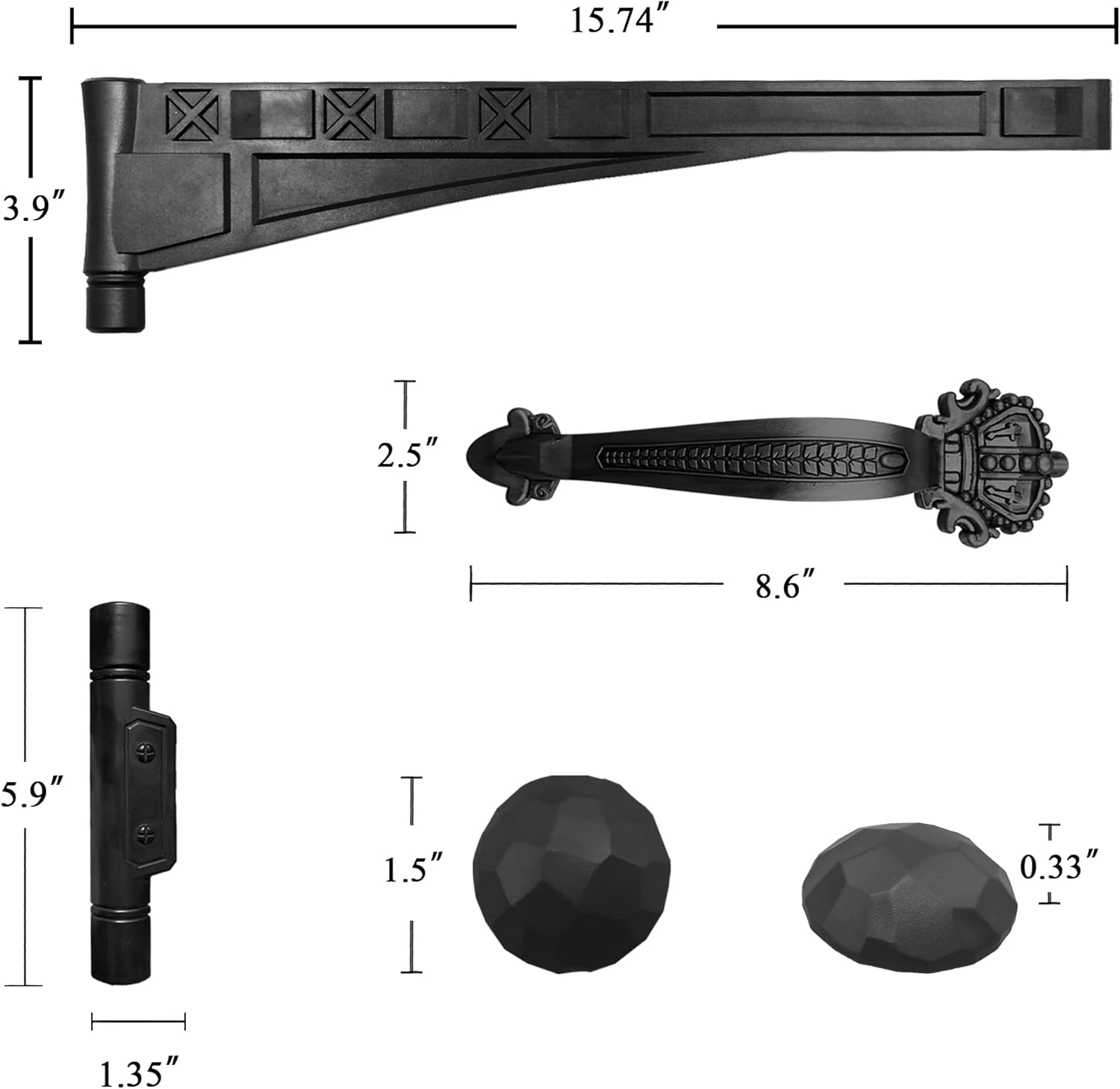 Decorative Magnetic Garage Door Hardware Accents Set (8 Set with 12 PCS Clavos, Black)