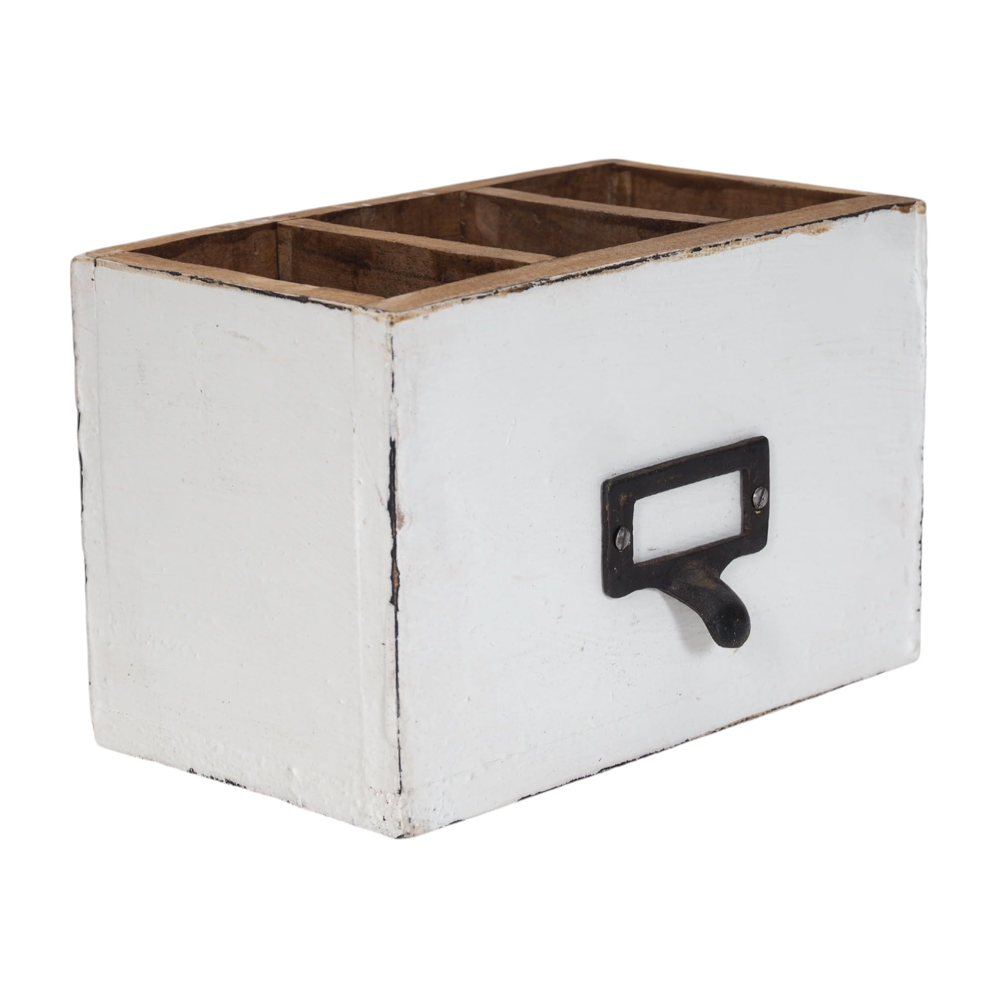 DESIGN DELIGHTS Boîte à Crayons Vintage Acajou 19x12x10cm - Organiseur Bureau Shabby Chic