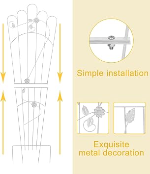 Metal Detachable Trapezoidal Garden Trellis for Climbing Plants, 60 Inches Sturdy Patio Plant Support for Indoor Plants Trellis for Rose, Vegetable Flower, Backyard Pack of 2 - White