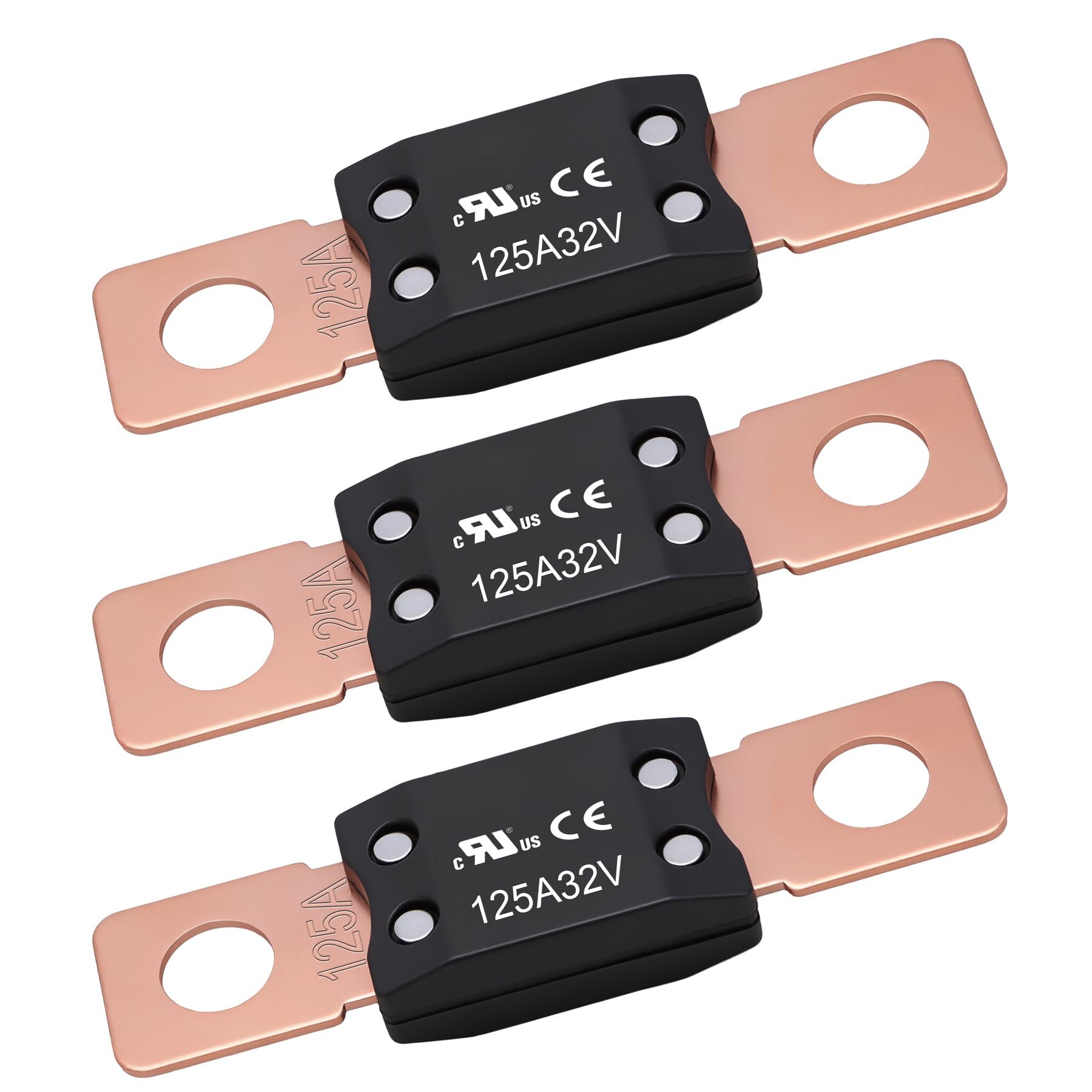 125A MEGA/AMG Fuse, UL Certification, High Current Bolt Mount Automotive 125 Amp for Cars, Trailers, Trucks, Buses, Caravans, Boats