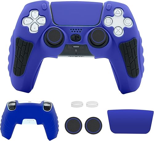 ECHZOVE Funda de silicona para controlador PS5 (azul) – Cubierta de controlador de PS5 duradera y antideslizante con accesorios personalizables para