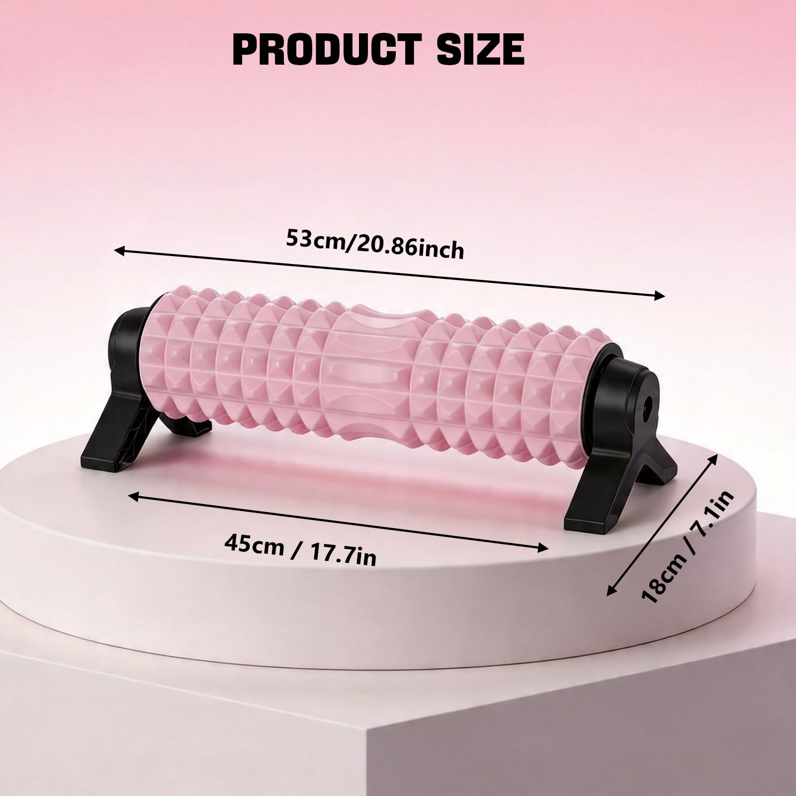 53cm Rullo in schiuma, Rullo Massaggio Muscolare fasciale con strutturato 3D, supporto per rilassamento muscolare Yoga Pilates, Foam Roller per schiena collo gambe (Rosa)