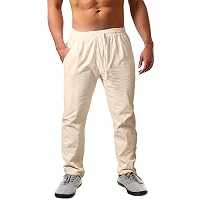 Cegerne Pantaloni di Lino da Uomo Pantaloni Estivi Leggeri Pantaloni da Spiaggia Pantaloni