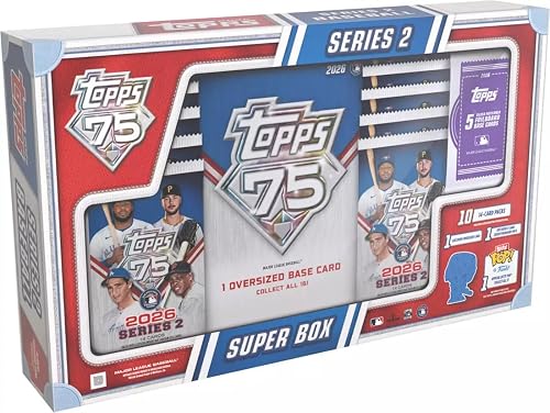 Topps Series 2 - Caja de cartas coleccionables de béisbol 2026 (1 tarjeta exclusiva de gran tamaño + paquete…