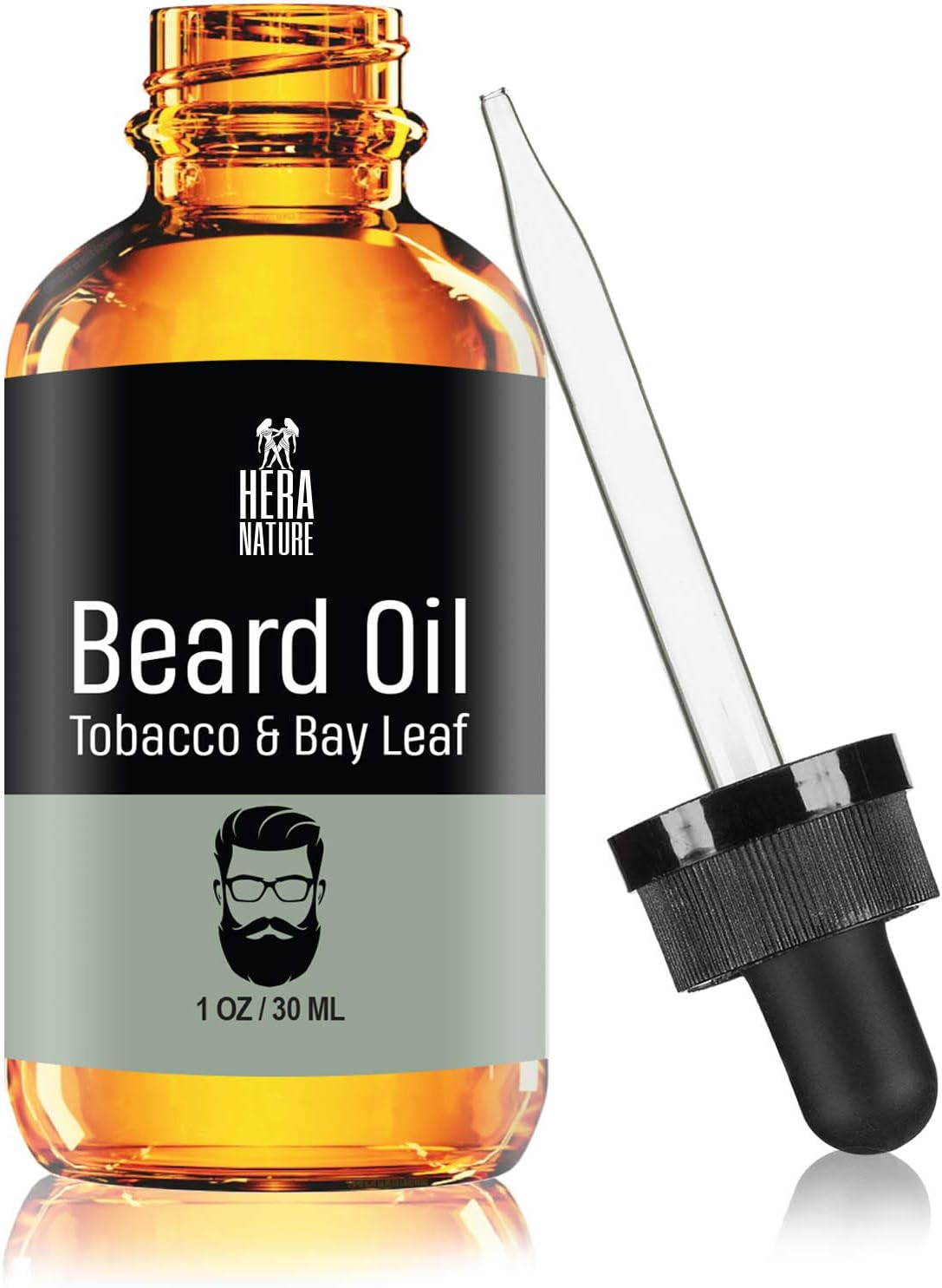 Hera Nature Beard Oil Conditioner for Men - Tobacco & bay leaf, Natural Ingredients, Keeps Beard and Mustache Full, Reduce Itchy, Promote Healthy Growth, Soft and Healthy - 1oz (30ml)