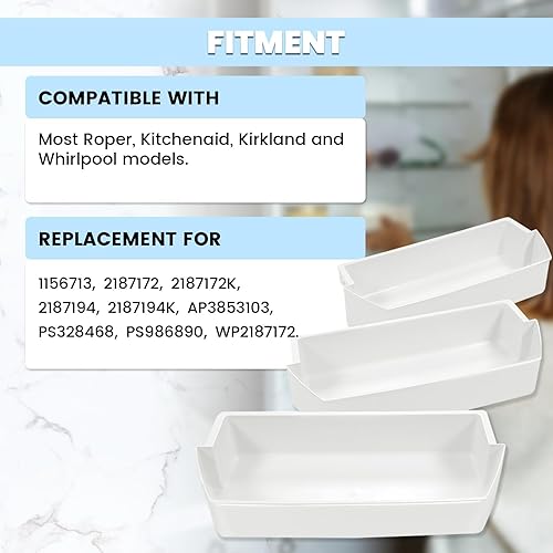 Miniatura 4 de HECASA WP2187172 AP3853103 PS328468 Estante para puerta de refrigerador compatible con Roper Kitchenaid Kirkland Refrigerador Puerta Bin Ligero