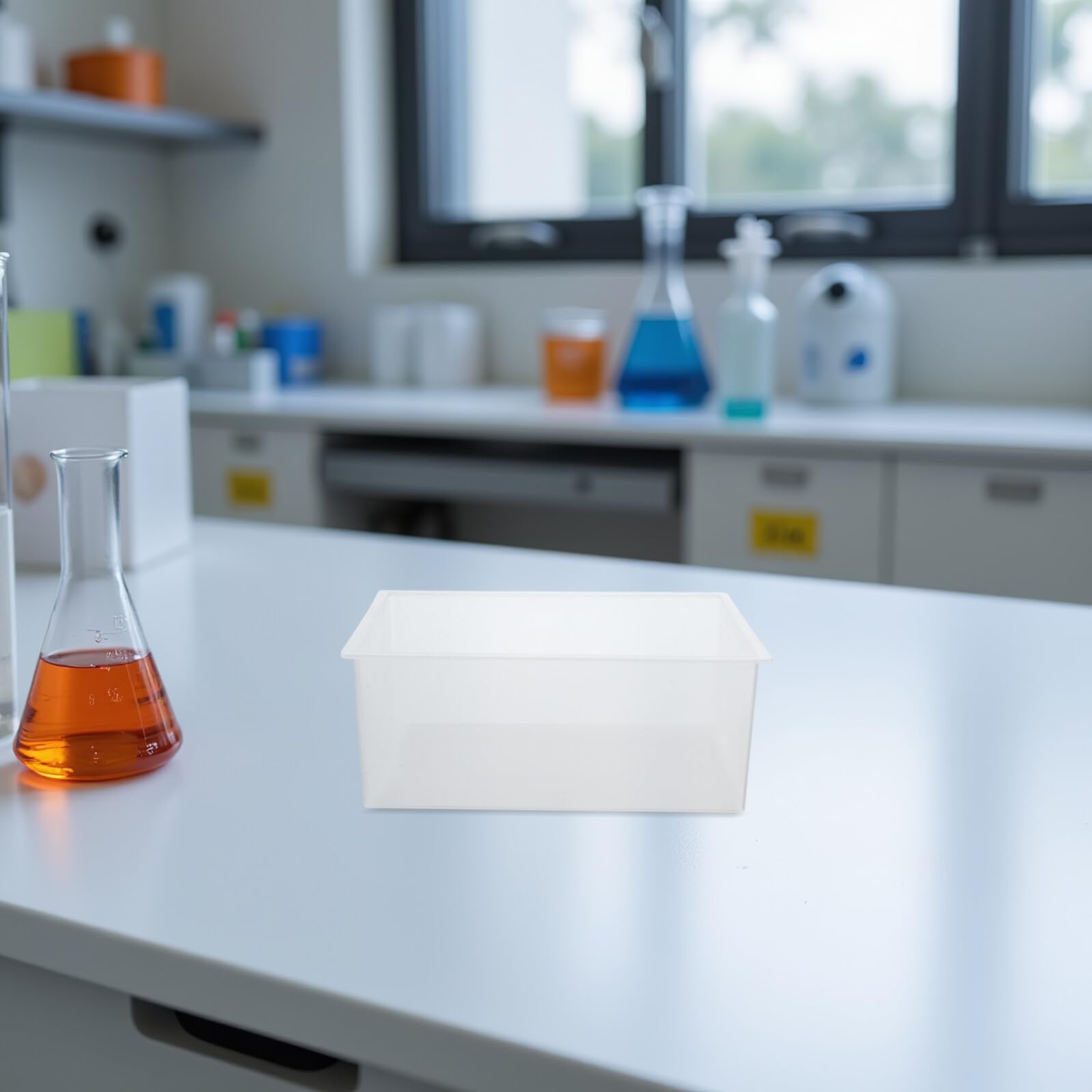 Gatuida 4 Pezzi Bacinelle in Plastica Trasparenti per Laboratorio Resistenti Prodotti Chimici Vaschetta Quadrata Salvaspazio per Pulizia Strumenti e Contenimento Sperimentale