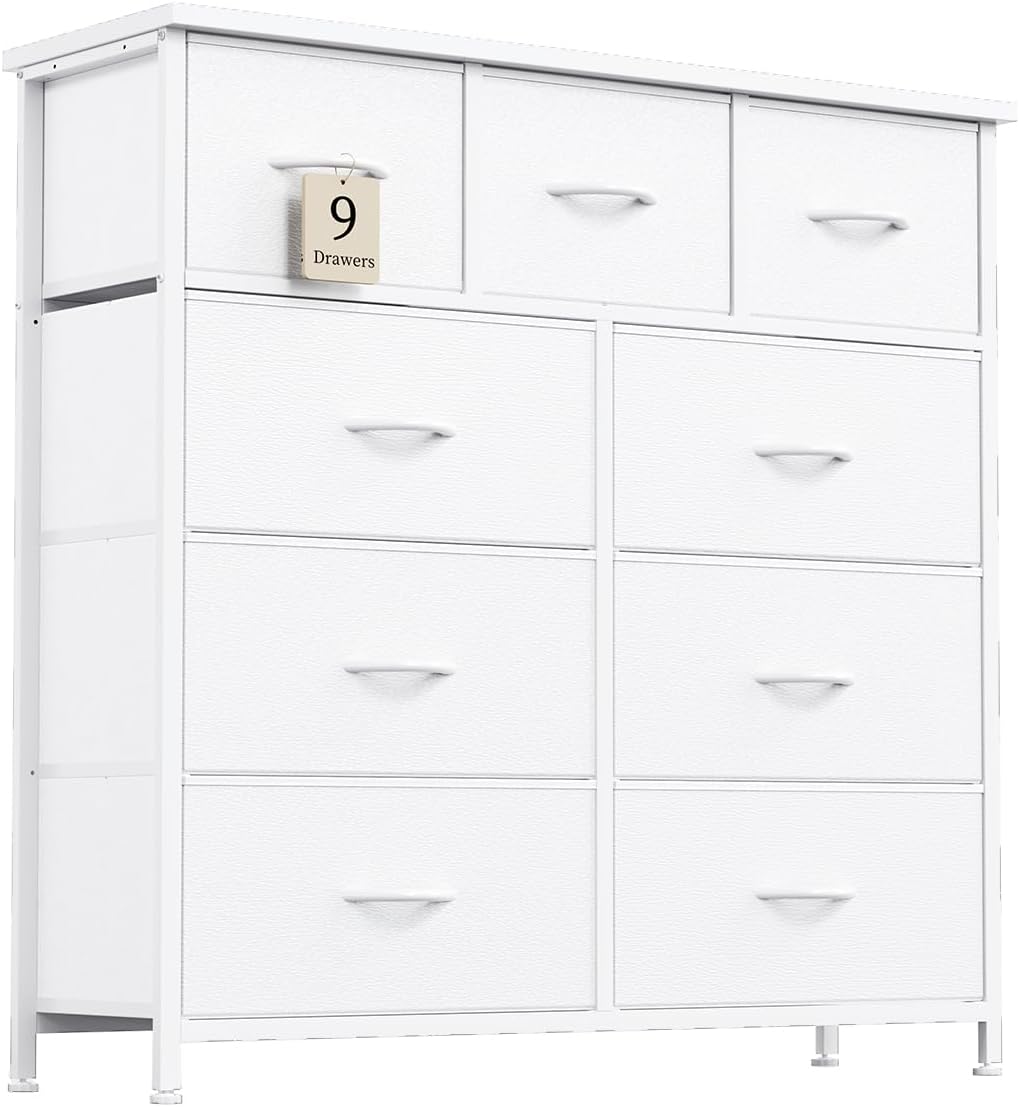 MUTUN Dresser for Bedroom with 9 Drawers, Chest of Drawers with Wooden ...
