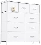 MUTUN Dresser for Bedroom with 9 Drawers, Chest of Drawers with Wooden Top, Tall Dressers Bedroom Clearance, Storage Drawers for Living Room Tv Stand,Closet, Entryway, White
