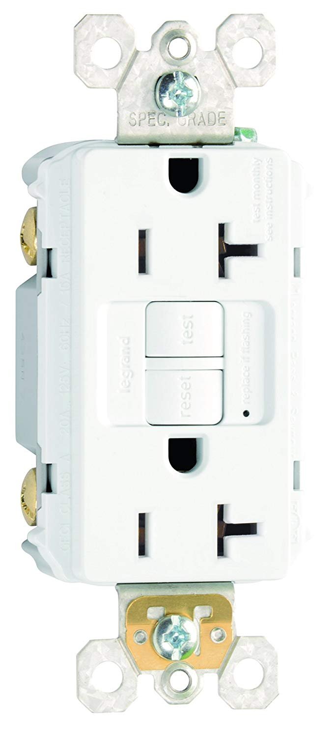 Legrand radiant 2097W 20 Amp GFCI Self Test Decorator Duplex Outlet, White (1 Count)