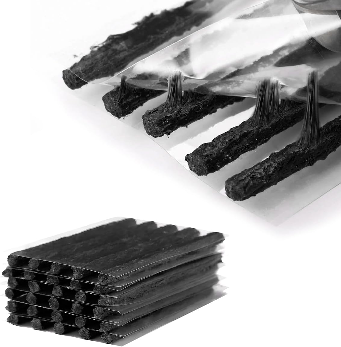 30 PCS Tire Repair Strings, 4" Heavy Duty Rubber Flat Tire Repair Sealing Strip Kit, Professional Tubeless Off-Road Tire Patch Plugs for Cars Bikes ATVs UTVs Wheelbarrows (Black)