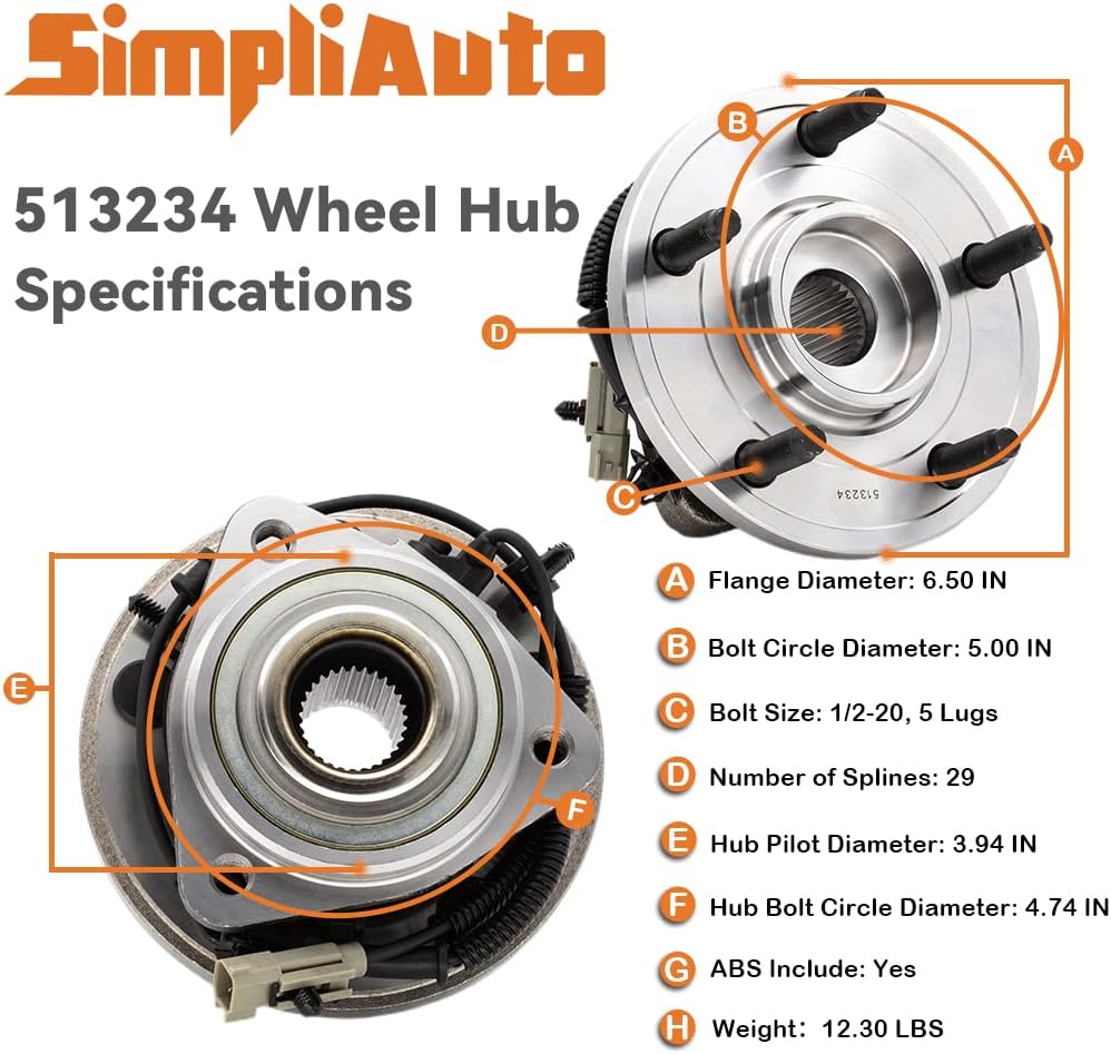 513234 Front Wheel Hub and Bearing Assembly Compatible with Jeep Commander 2006 2007 2008 2009 2010, Jeep Grand Cherokee 2005 2006 2007 2008 2009 2010, 5 Lug w/ABS(4WD,RWD)