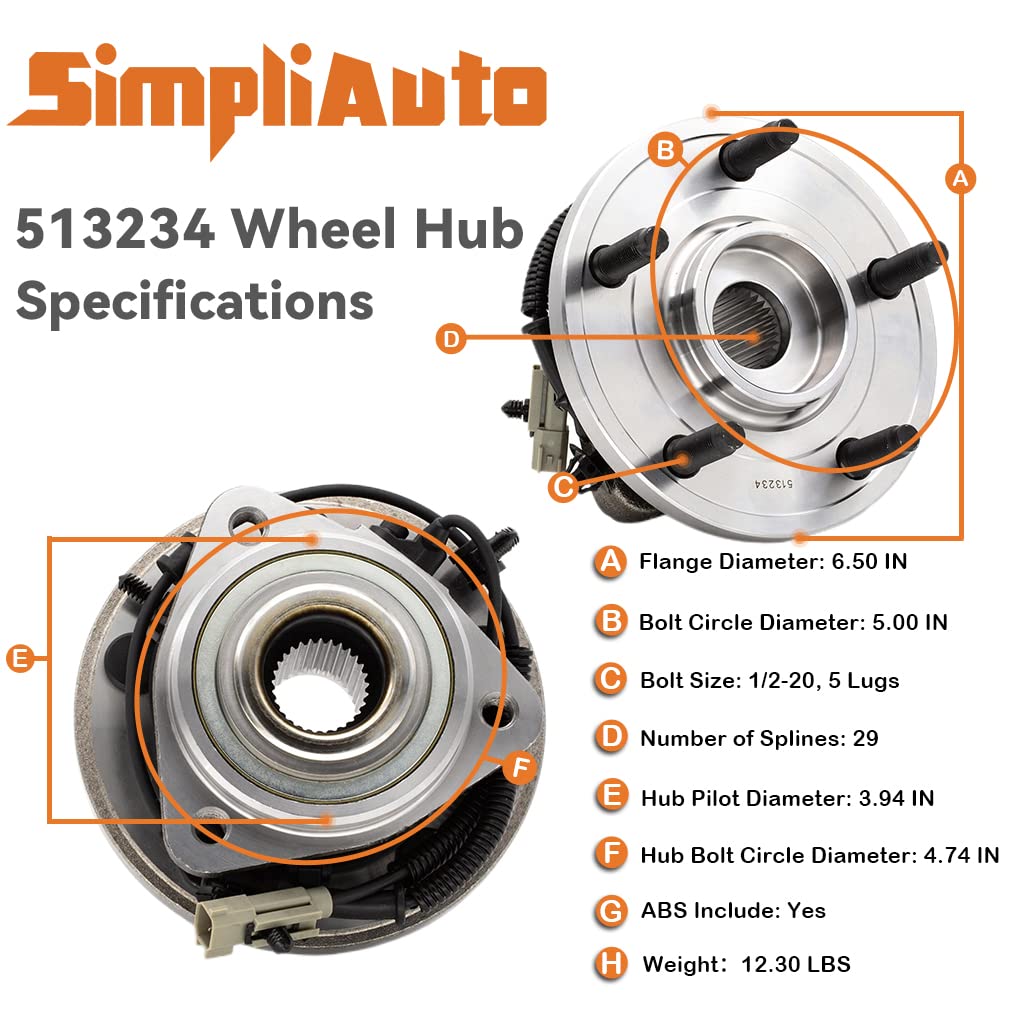 2 Front Wheel Bearing Hub 2005-2010 Jeep Grand Cherokee Commander 3.0L 3.7L 4.7L