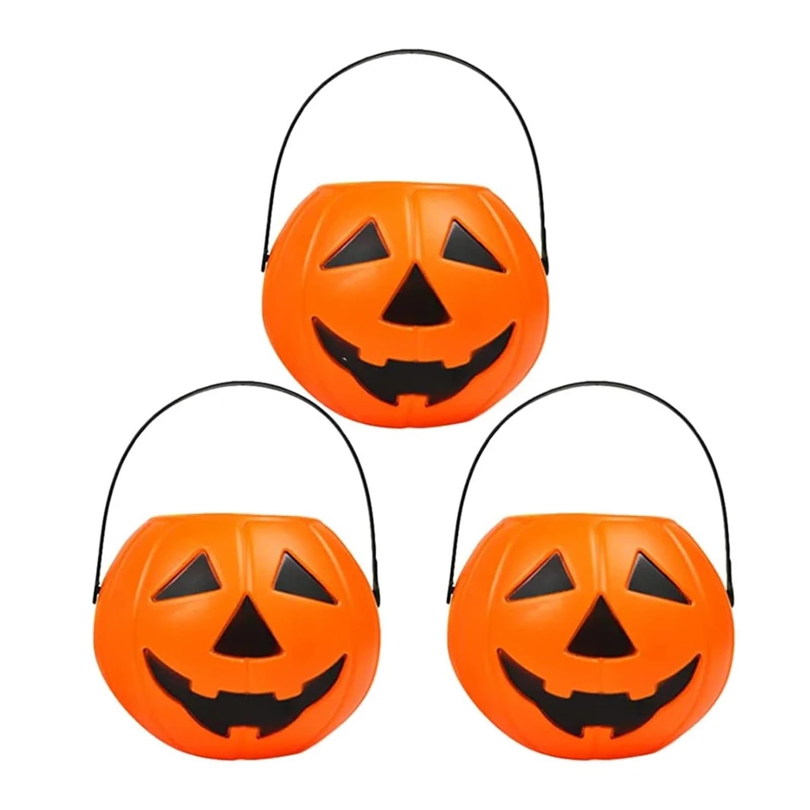 SZAJDSNMURB 3PCS Halloween Pumpkin Candy Buckets with Handles