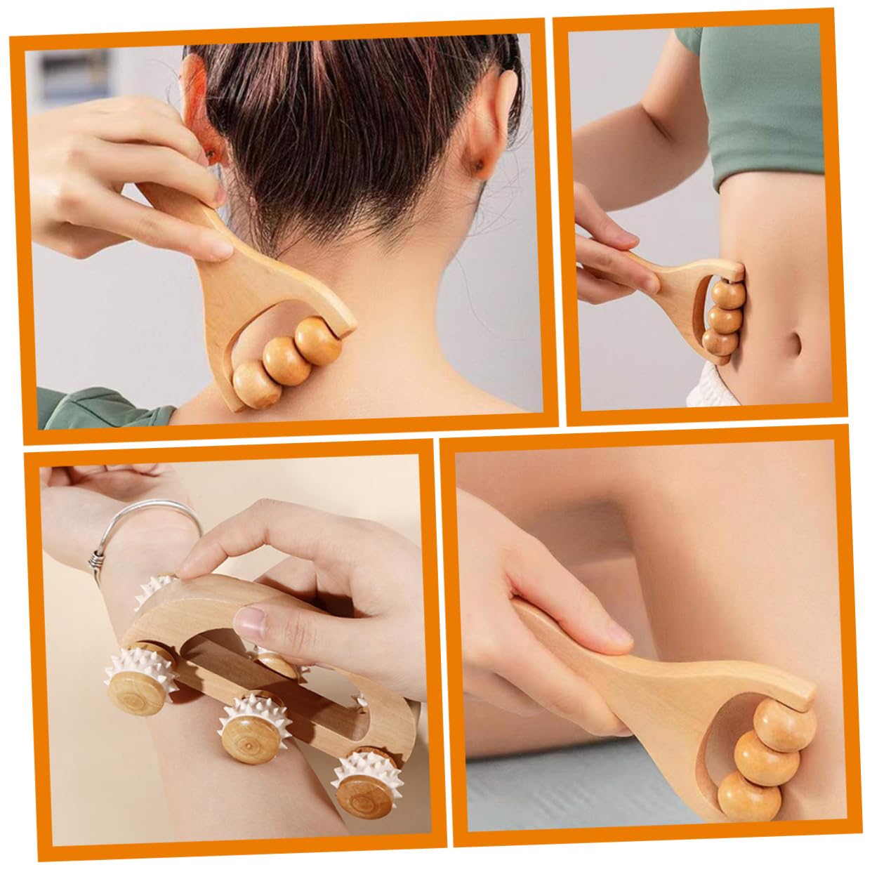 Conjunto De Masajeador Rodillo De Mano Masajeador Para Cuello Beto Masajeador De Pies Masajeadores Faciales Martillo De Masaje De Bambú 3 Piezas X 4