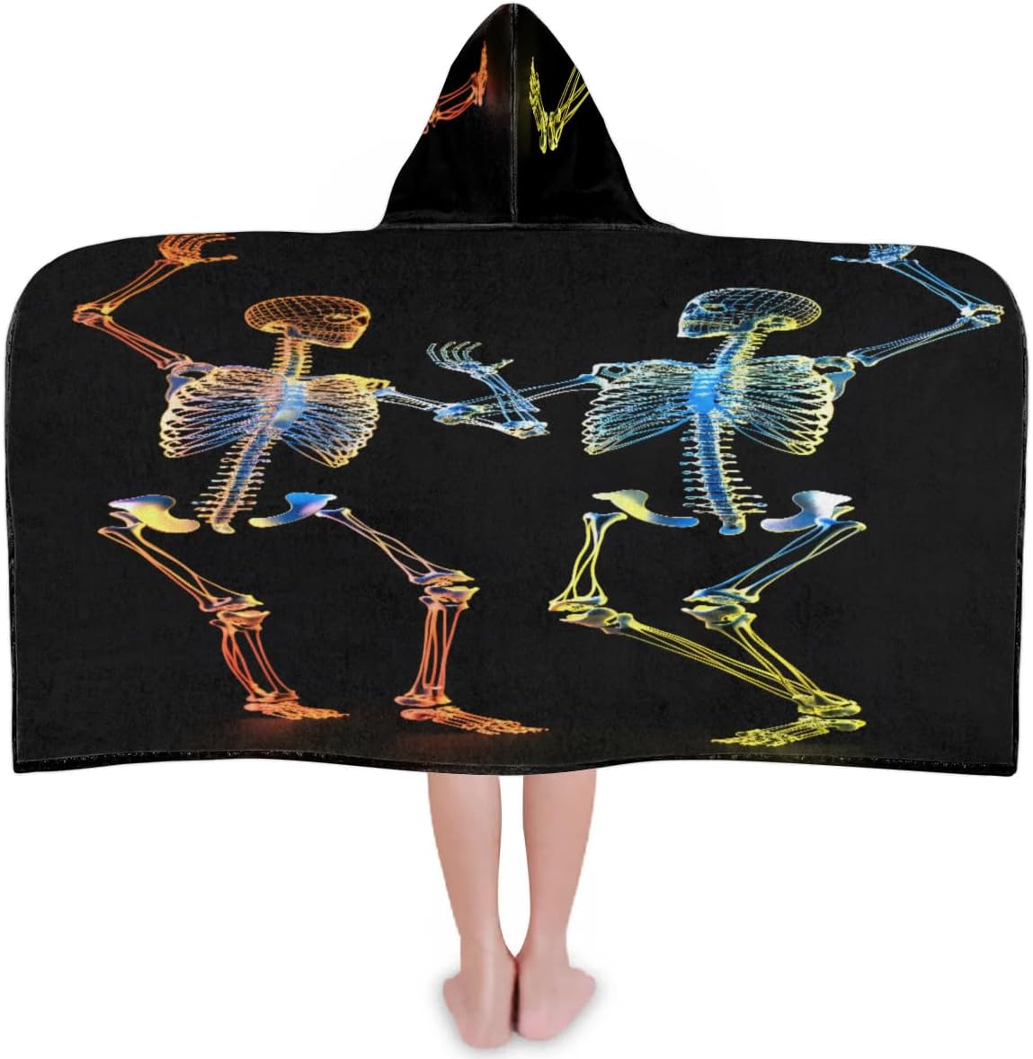 Kids Bath Towel Dancing Skull Skeleton Beach Towel with Hood Pool Cover Up for Girls Boys Soft Absorbent Hooded Bath Towel Toddler Towels for Beach, Pool