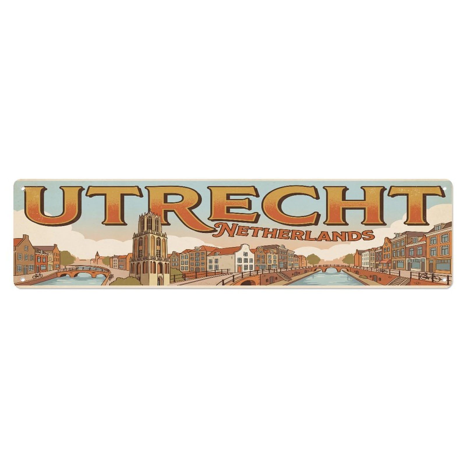 Tgrcjimh Style Metal Tin Sign Vintage Travel Netherlands Utrecht