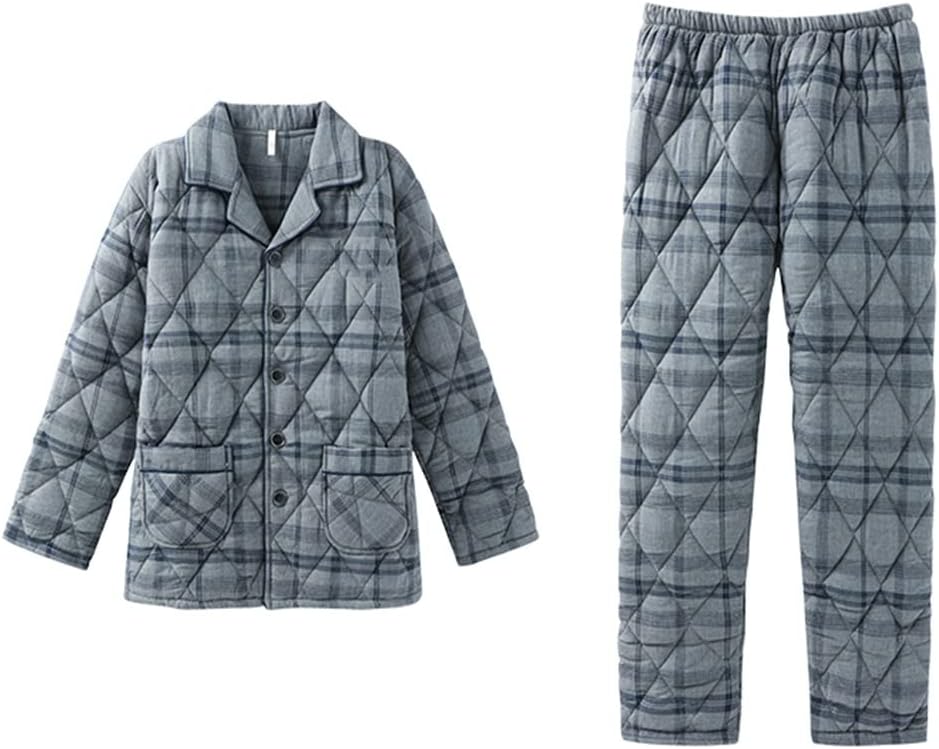 Pajamas Winter Cotton Quilted Three-layer Thickened Woven Warm Autumn and Homewear Suit
