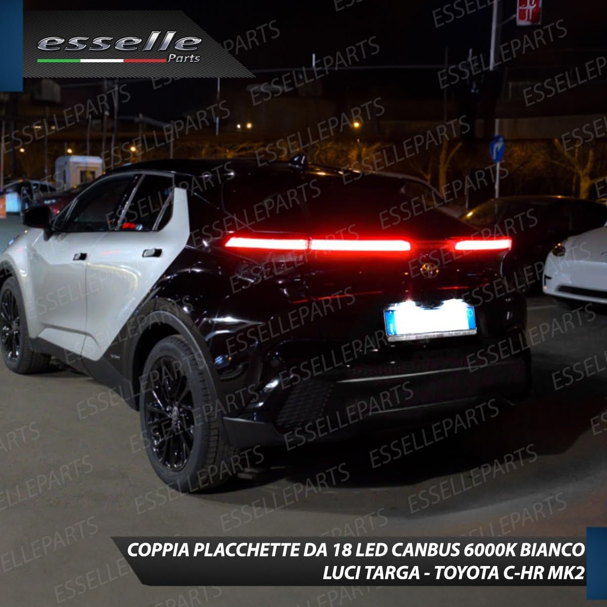 Placchette Luci Targa LED Compatibili con Toyota Auris MK2, Avensis 3, C-HR MK2, Verso S, Yaris 4, Cross, 18 SMD CANBUS 6000K Bianco Ghiaccio Plug & Play Nessun Errore