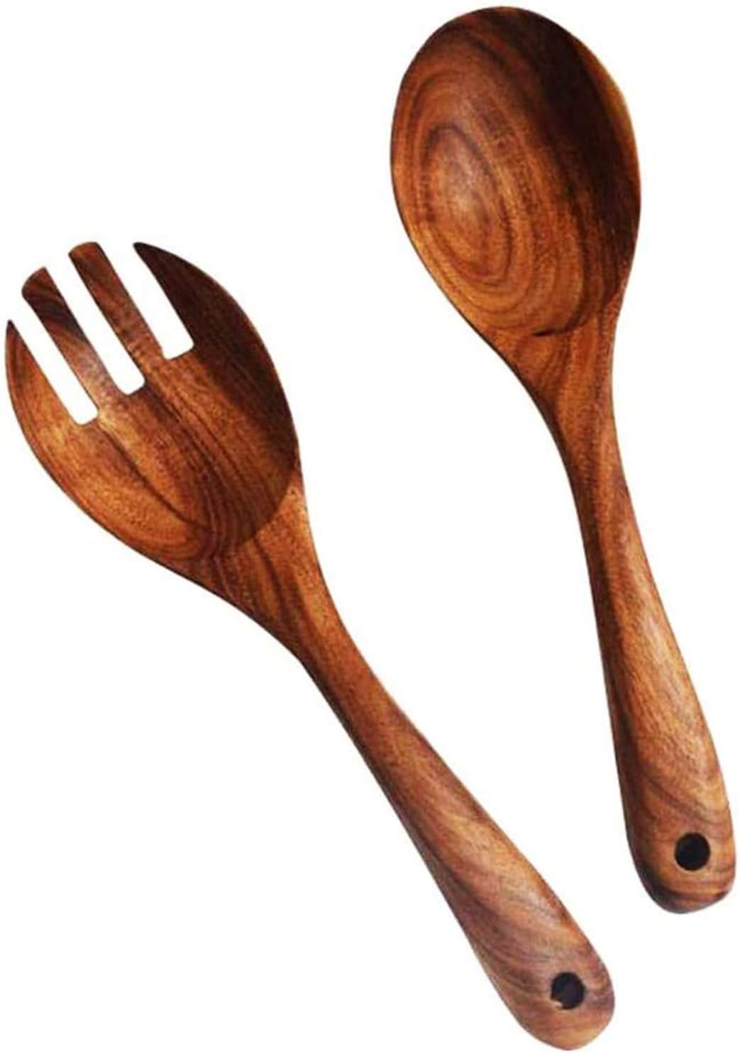 KALINCO Wooden Acacia Salad Servers with Salad Spoon and Fork Set Cooking Utensils for Kitchen (Natural Handmade Cookware) (salad servers) KALINCO Wooden Acacia Salad Servers with Salad Spoon and Fork Set Cooking Utensils for Kitchen (Natural Handmade Cookware) (salad servers)
