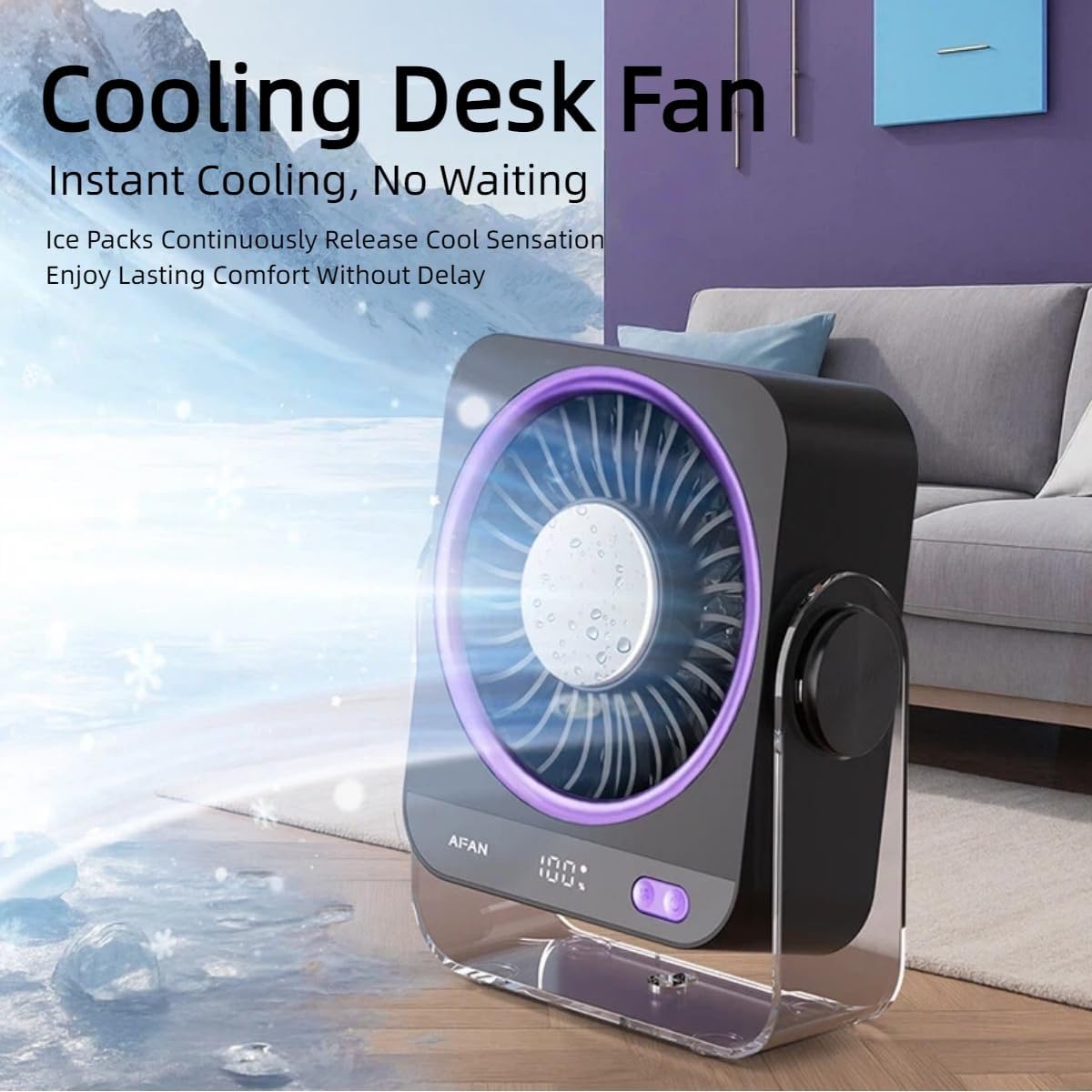 Rechargeable USB Desk Fan with Cooling Function, 5 Speeds Quiet Portable Fan with Digital Display,Turbo Airflow & 180° Tilt,Small Personal Fan for Bedroom Office Travel Camping Cruise RV (White)