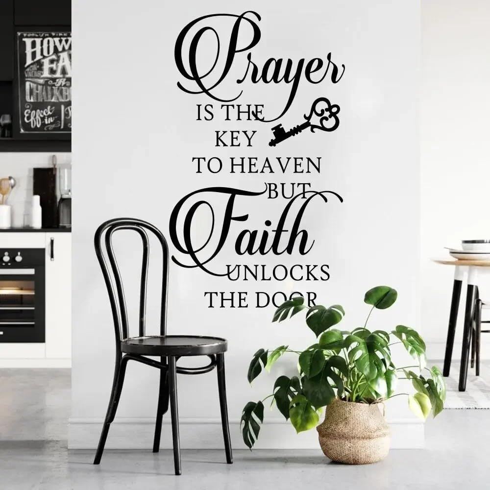 is Key Faith Unlocks Wall Decal Living Room Bedroom Bible Verse Religious Inspirational Quote Wall 56cmhighx33cmwide