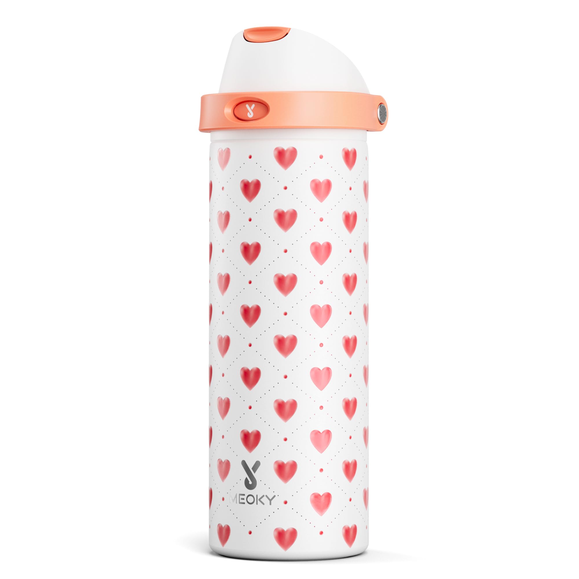 24 oz Valentine's Day Water Bottle: Meoky Stainless Steel Water Bottle with Straw and Spout Lid - Leak Proof, Cold for 24 Hours, Fits in Car Cup Holder, BPA-Free for Her Women Girls, Amora
