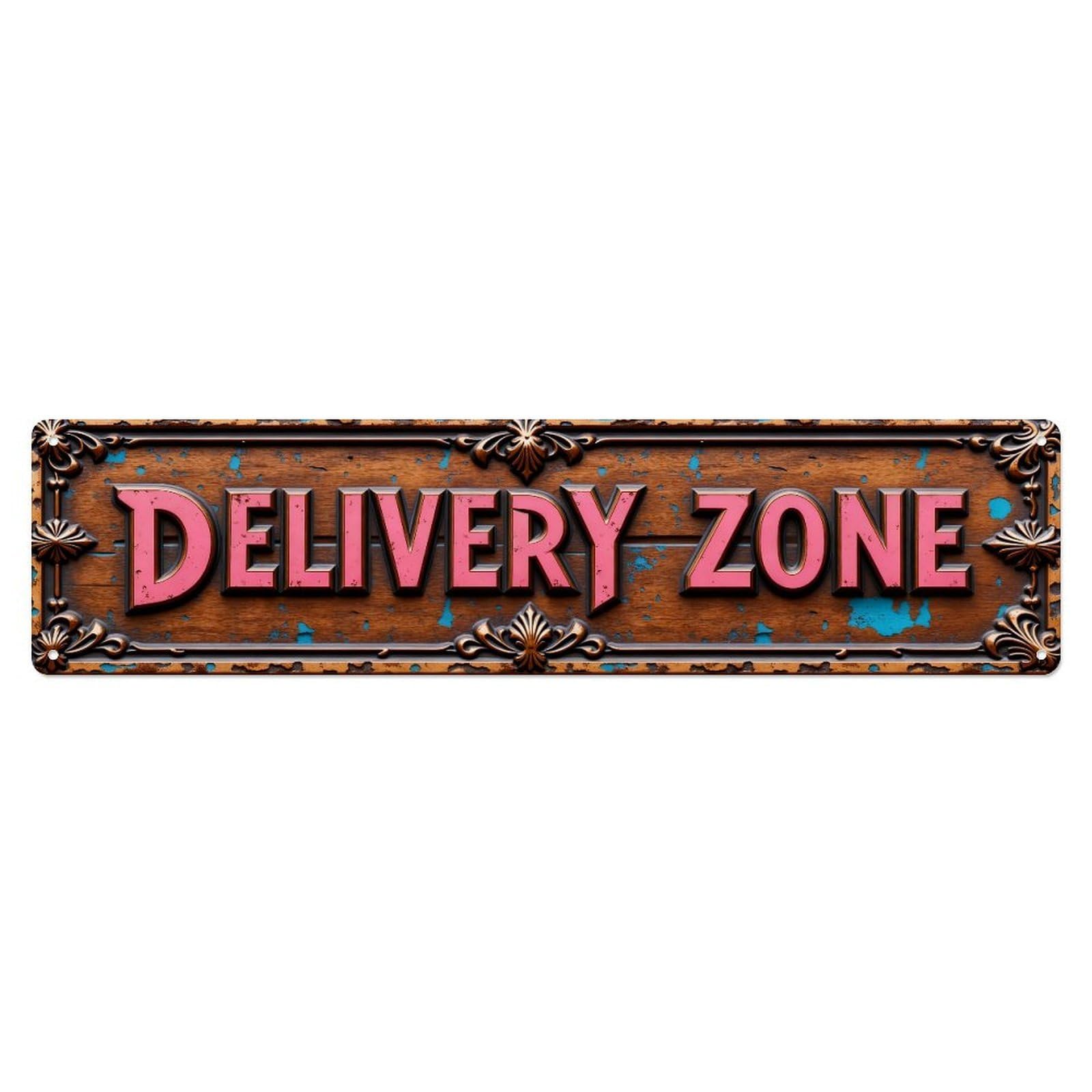 Delivery Zone Vintage Wooden Style Sign Metal Tin Sign Plaque