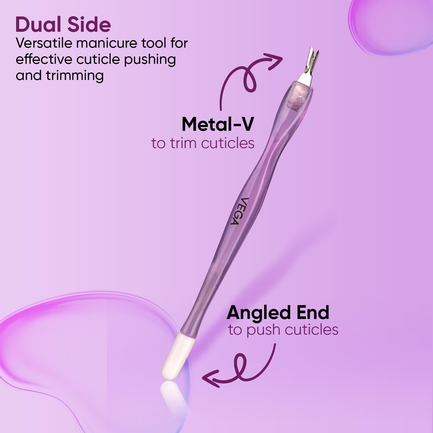 VEGA Cuticle Trimmer & Cuticle Pusher | Stainless Steel Cuticle Remover Tool for Manicure & Pedicure | Nail Cuticle Cutter for Clean Nails | Professional Nail Care Tool | Colour May Vary (CTP-01) 1