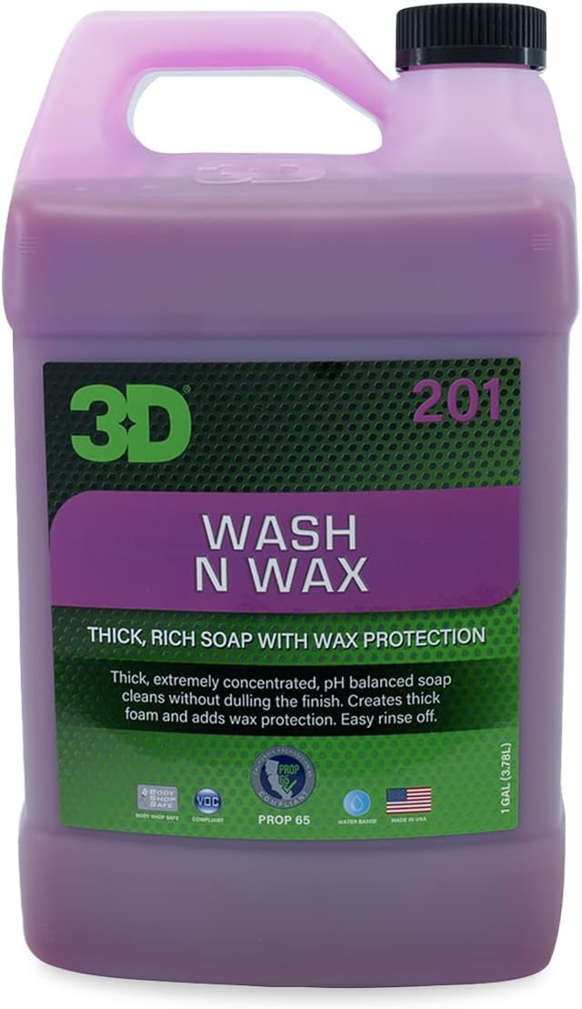 3D Wash N Wax Car Wash Soap pH Balanced, Easy Rinse
