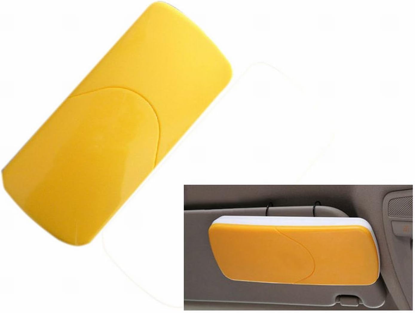 CUGLB Car Tissue Box, Exquisite and Fashionable Auto Accessories Car Sun Visor Tissue Box Paper Case Napkin Holder with U-Shaped Clip for Car Automotive (Yellow)