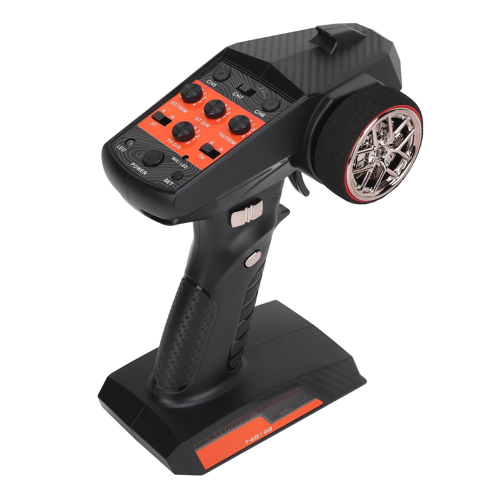 Mando a Distancia con Transmisor de Radio de 2,4G y 7 Canales con Receptor, Mando a Distancia de 7 Canales para Coche y Barco a Control Remoto, Color Negro