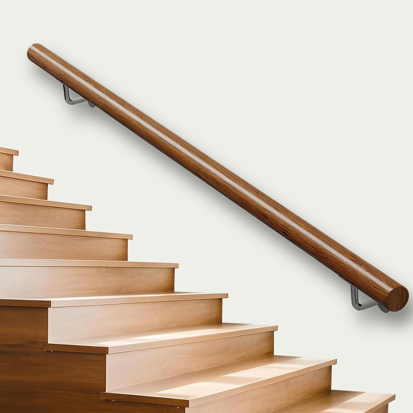 DMCHENGMA Anti-Slip Wood Stair Handrail, 1.5m 2.8m 3.9m 4.5m Banister Rail for Stairs, Steps and Walkways(7ft/210cm)