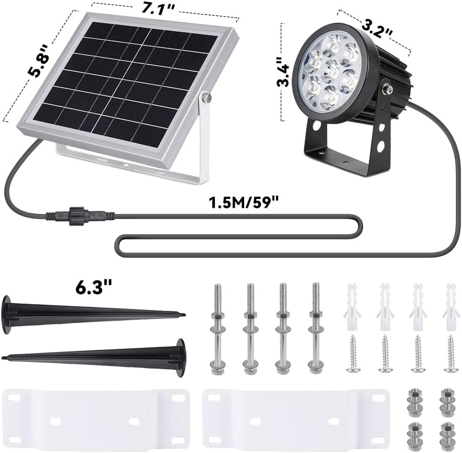 Flag Pole Light Solar Powered, Solar Flagpole Light Upgraded with IP67 Waterproof Outdoor Smart Charging and Lighting for Dusk Dawn All Night Bright On