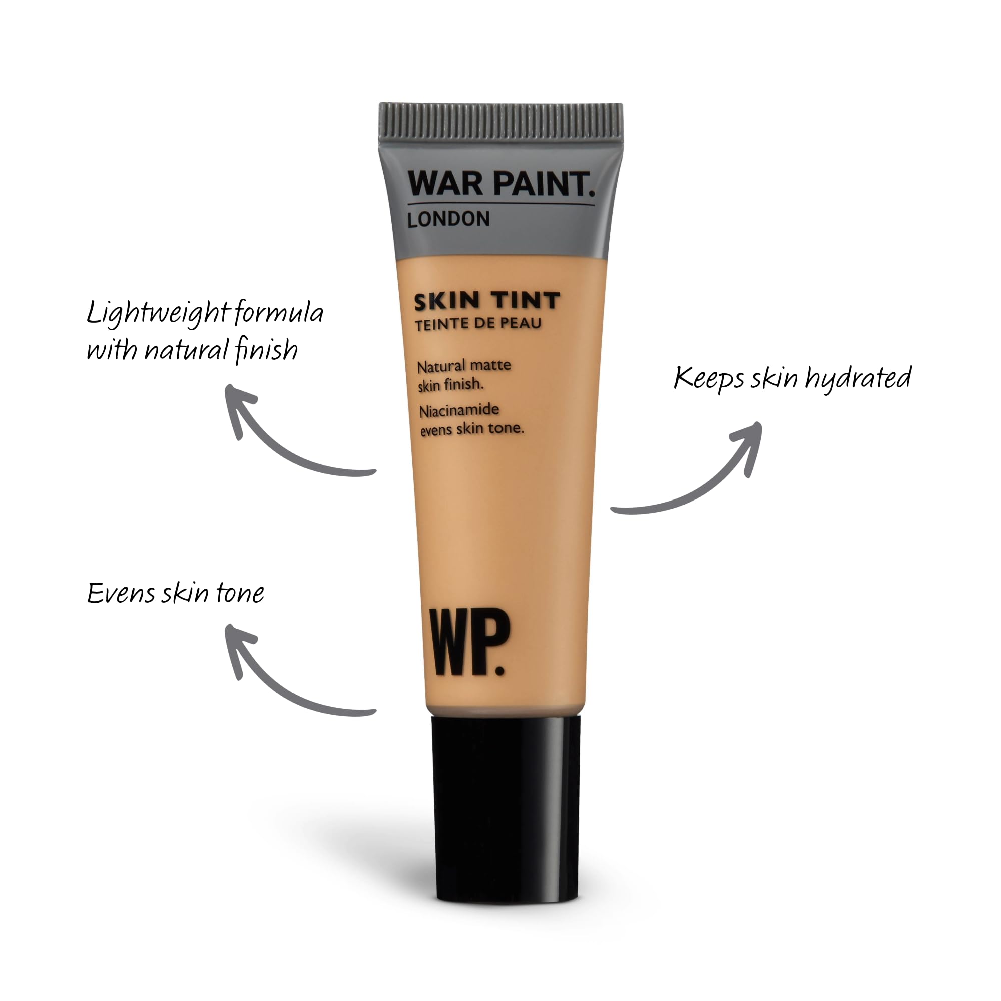War Paint for Men Skin Tint, Finish Naturale Opaco, Crema Idratante Colorata per il Viso con Niacinamide, Idrata e Uniforma il Tono della Pelle, Formula Leggera, Tonalità T5 30 ml
