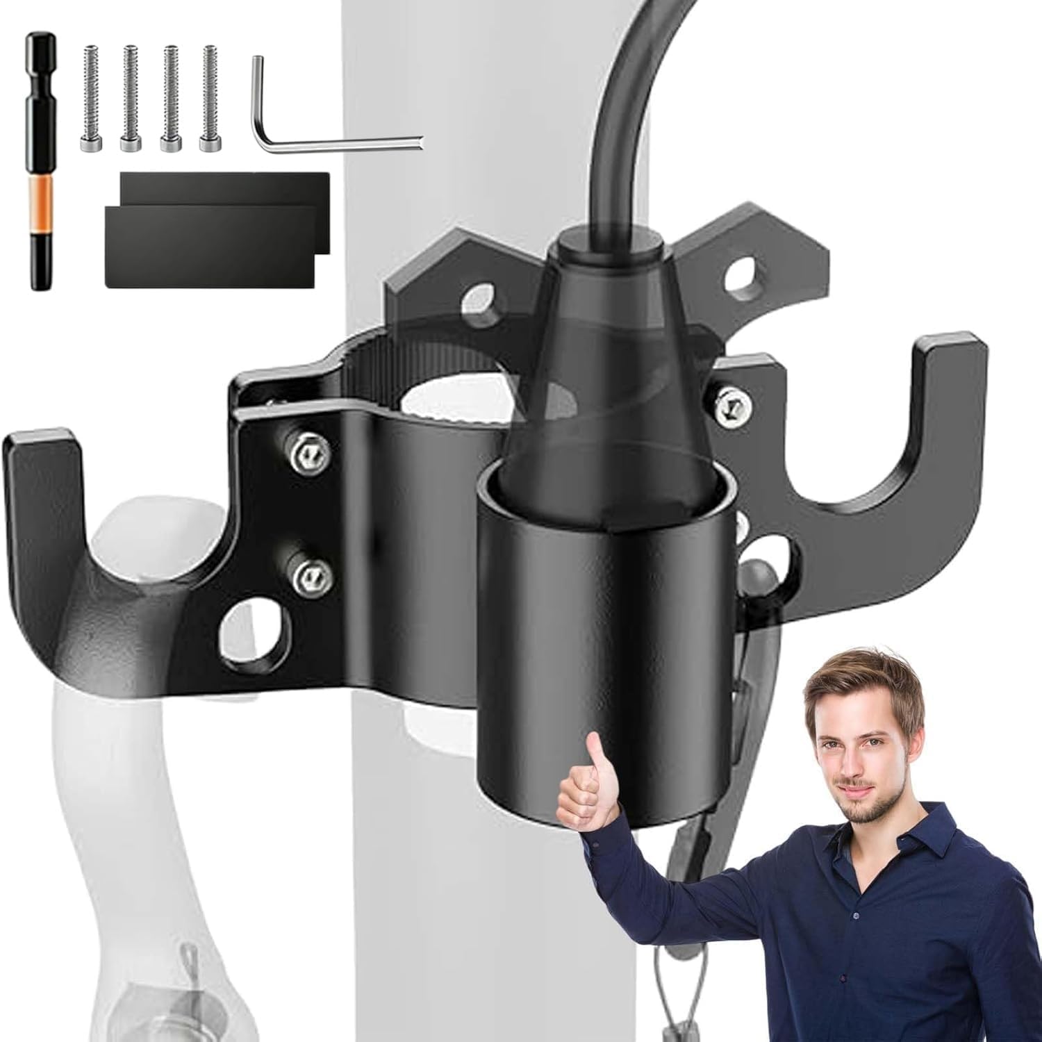 Aluminum Rv Towing Chain Organizer & 7-Way Plug Holder, Heavy Duty Anti-Rust Trailer Chain and Plug Holder for Tongue Jack, Cable Wire Harness Holder for Rv Camper Towing (1pc)