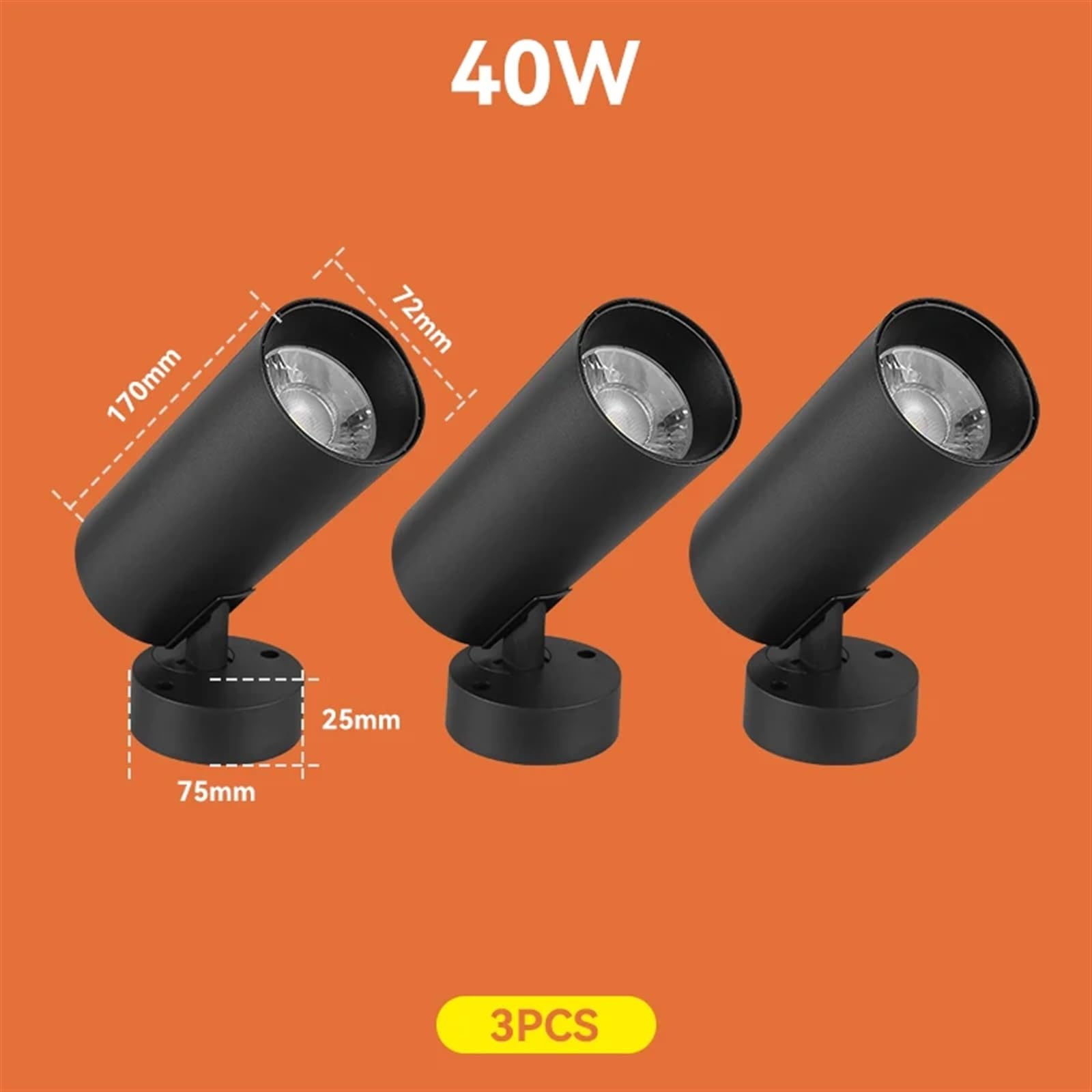 Foco Led descendente, focos Led Plegables de 220v y 40w for Sala de Estar, lámpara de Techo for el hogar, Cocina, Dormitorio Interior(Black 3PCS,Day Light 6500K)