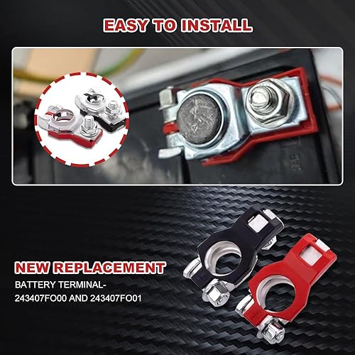 Miniatura 7 de 4 conectores de terminal de batería, positivo y negativo, terminal de cable de batería, poste superior con parte inferior de plástico, 243407F000