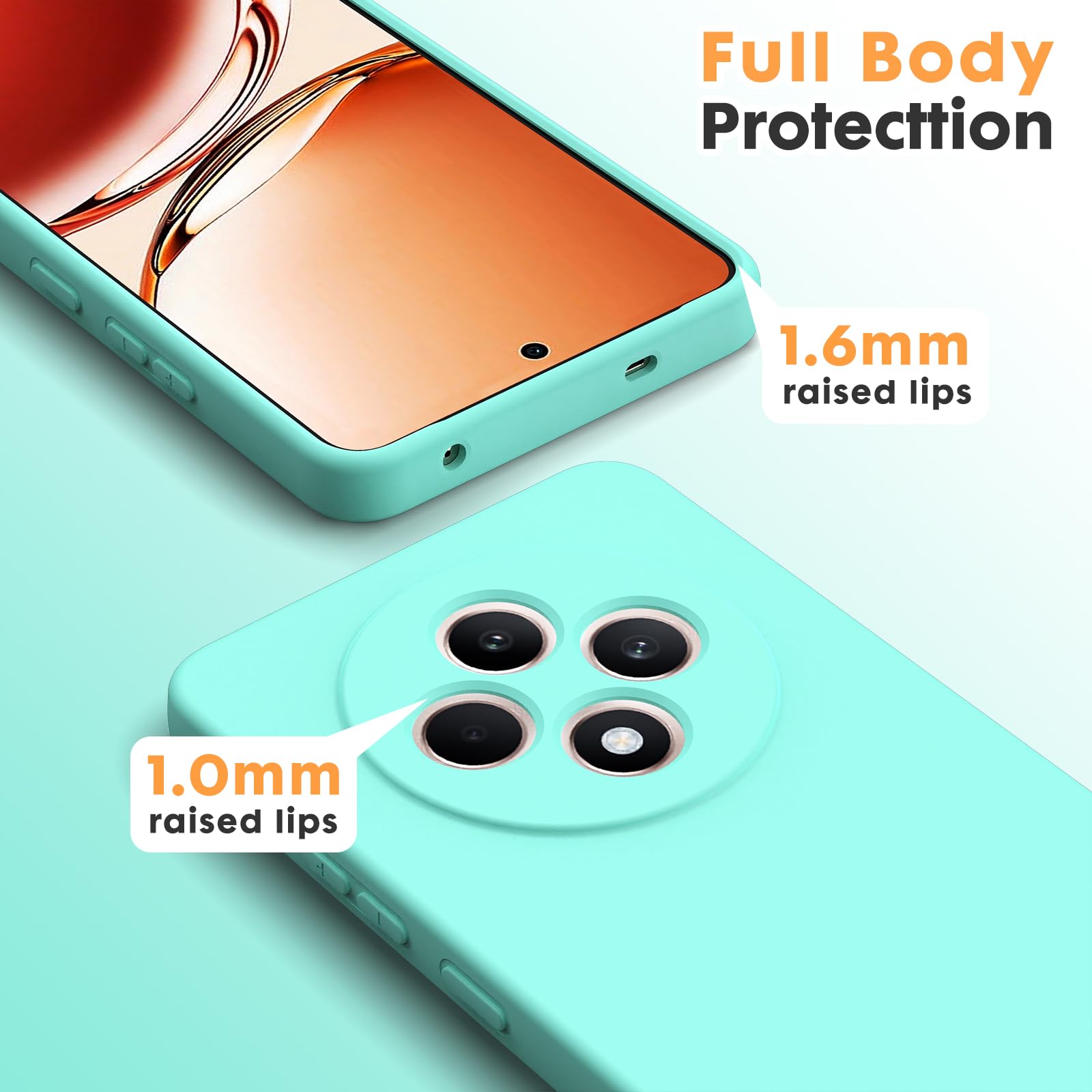 Byvuwiay Cover per OPPO Reno 12F / Reno 12 FS 5G, Morbida Silicone Liquida TPU Protettivo Ultra Slim Custodia Antiurto, Custodia Compatibile con OPPO Reno 12F / Reno 12 FS 5G - Verde chiaro