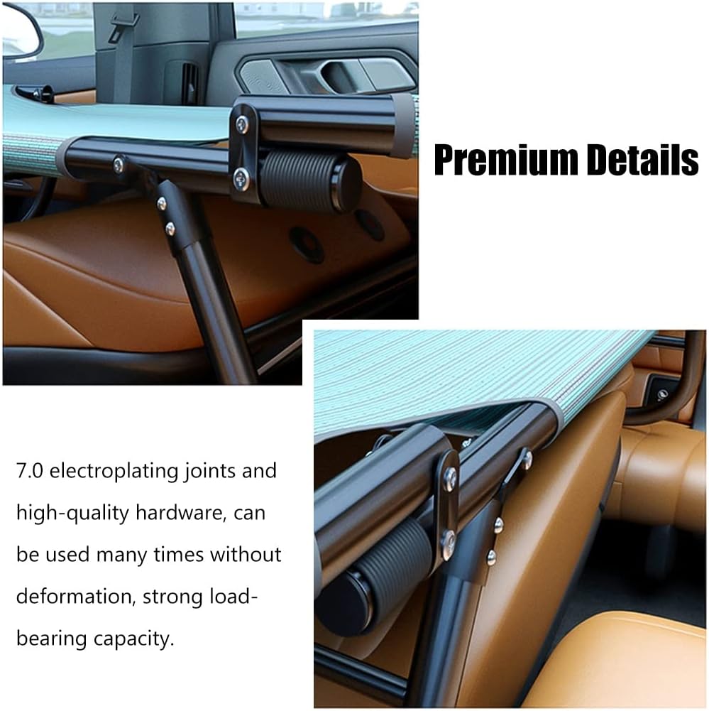 Foldable Travel Car Bed for SUV, Portable Car Camping Bed for Adult, Knitting Surface Travel Car Bed with Soft Foam Protection Strips, Holds 550 Lbs,Onecolor-163x56x38cm-A