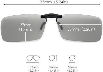 Rimless Rectangle Clip on Sunglasses Lightweight Polarized Eyeglasses Men Women