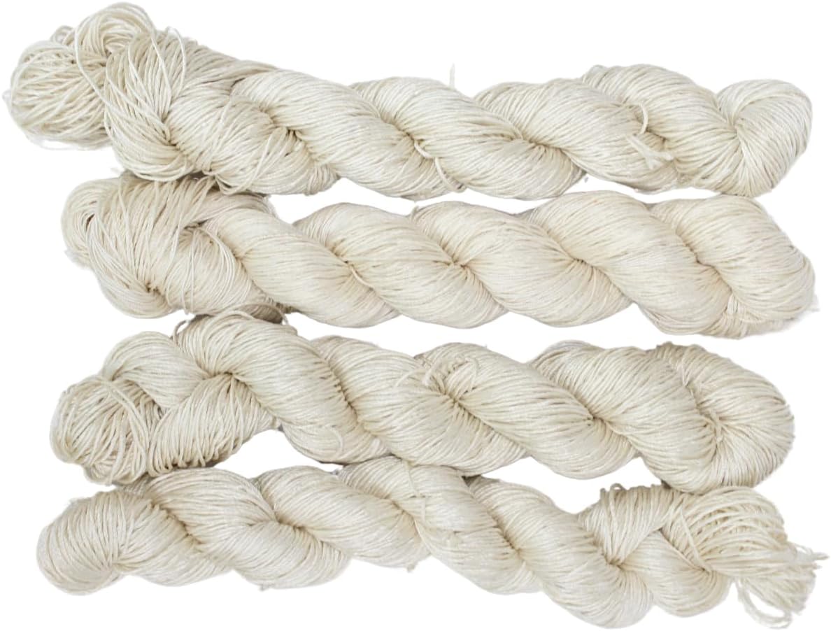 Knitsilk 3 Ply 100% Mulberry Silk Lace Weight Yarn | Perfect for Knitting & Crocheting and Weaving | Premium Quality Silk Yarn for Luxurious Creating Projects.(50 Grams – 260 Yards, Sacred White)