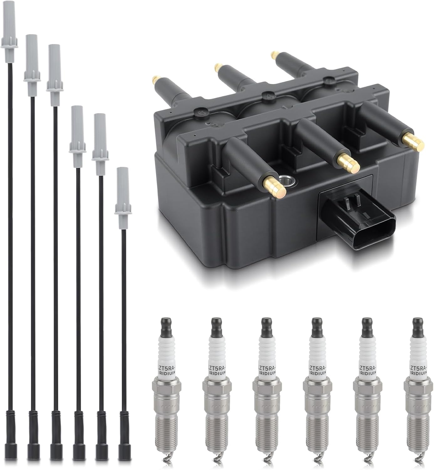 UF305 Ignition Coil XP5263 Iridium-Platinum Spark Plug Wire Set Fit for Chrysler Pacifica 2005-2008 Town & Country 2001-2010 Voyager 2001-2003 for Dodge Grand Caravan 2001-2010