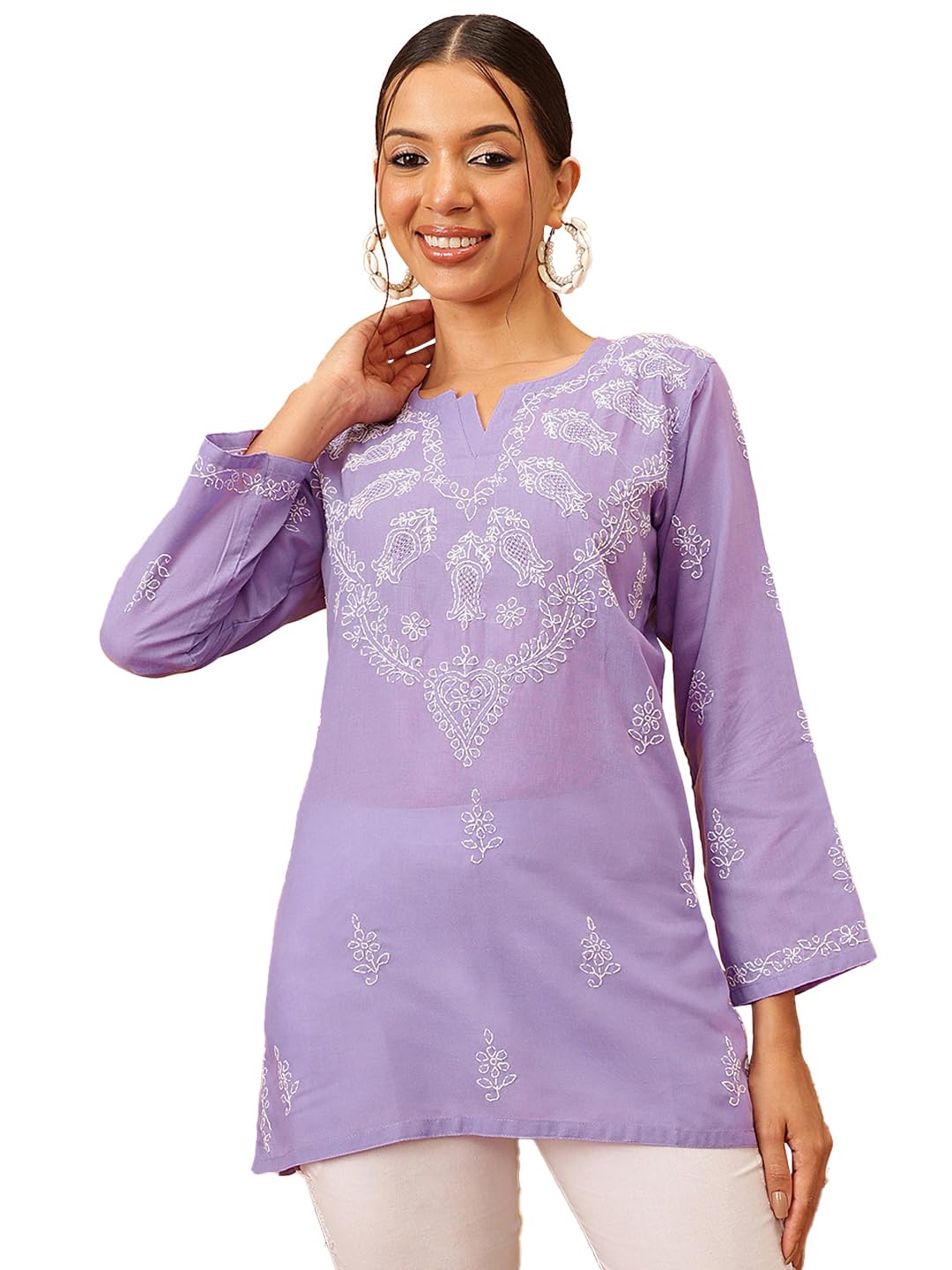 Ada Women Cotton Regular Chikankari Short Kurti