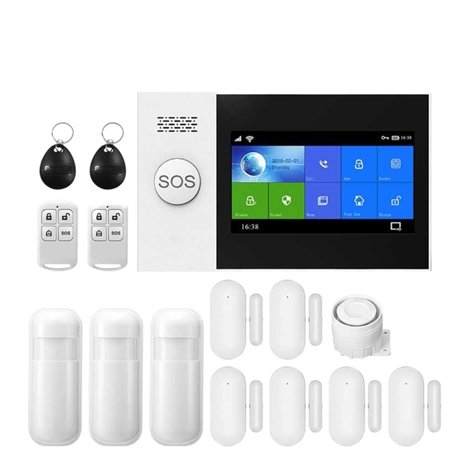 Sistema di Allarme di Sicurezza Domestica, Smart Alarm Allarme di Sicurezza da 4.3 Pollici gsm for Supporto Domestico App Chiamata/SMS Telecomando(E Kit)