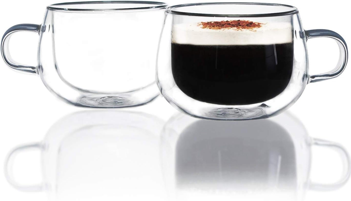 Glass Espresso Cups, Set of 2 Kitchenexus 5oz Double Wall Thermo